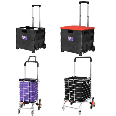 Foldable Shopping Cart Trolley Basket Rolling Folding Grocery Luggage Portable • $65.99