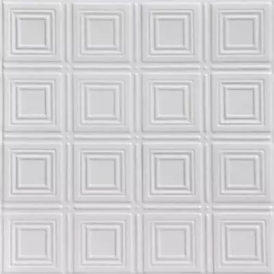 FROM PLAIN TO BEAUTIFUL Ceiling Tiles 2'x2' Decorative Nail Up Faux Tin White • $144.42