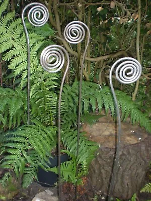£26 • Buy 4 Plant Stakes, Supports, 1 Metre, Metal, Fern Frond, Garden, Decorative, Scroll