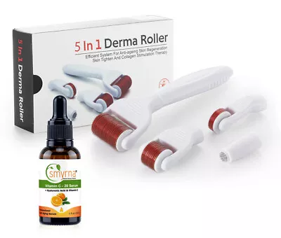 NEW 5 In 1 Micro Skin Derma Roller Kit (0.5mm 1.0mm 1.5mm 2.0mm) + Travel Case • $37.17