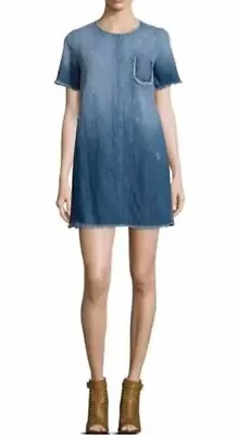 Current/elliott Boho Frayed Edge Denim Shift Dress Size 0 • $14.99