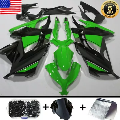 Green Painted Bodywork Fairing Kit For Kawasaki Ninja 300 EX300 2013-2017+Bolts • $329.01