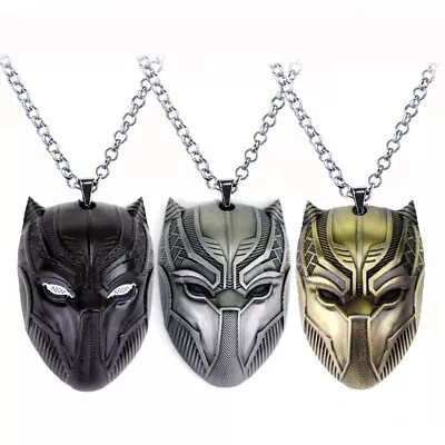 Movies The Avengers Black Panther Tricolor Mask Metal Pendant Necklace • $3.49