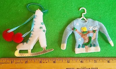 Michael Simon 2 /Set Sweater & Ice Skate Ornaments NWOT RARE Collectable VALUE • $59.99