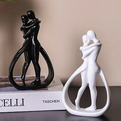 Hugging Couple Figurine | Modern Romantic Couple Love Resin Statue Decor • £11.49