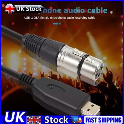 USB Microphone Cable USB Male To 3-Pin XLR Female Audio Cable Adapter (3m) UK • £9.99
