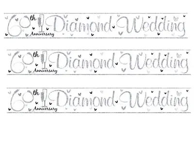 £1.19 • Buy 60TH 60 BANNER 2.5MTR DIAMOND ANNIVERSARY WEDDING PARTY Se
