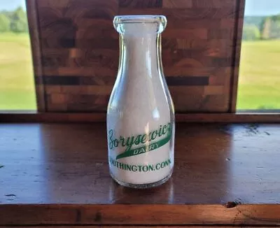 Rare ANTIQUE Glass Milk Bottle Borysewicz • Vintage SOUTHINGTON CT ☆ 1 Pint • $19.99