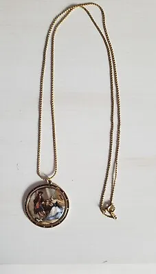 Vintage Cameo-Like Gold Pendant Necklace 13  • $9.95