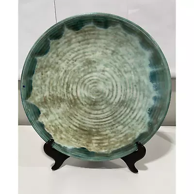 McCarty Pottery Mississippi Large Round 15.5  Jade Drip Glaze Platter • $220
