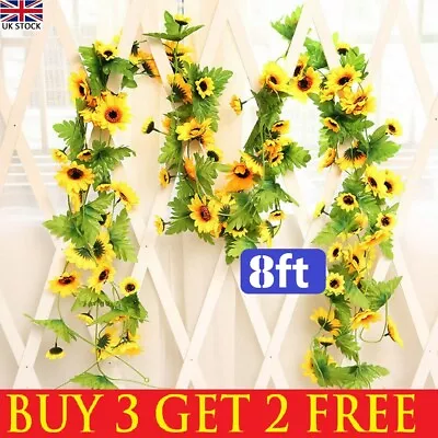 8ft Fake Artificial Sunflower Flowers Garland Ivy Silk Leaf Plants Garden Home • £4.59