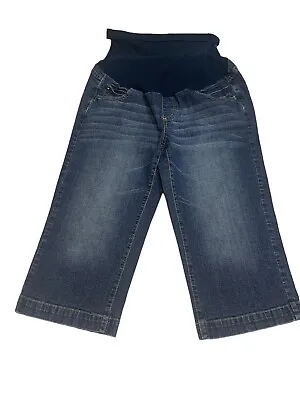America Star Maternity Jeans Capris Medium Blue Denim Wide Leg  USA Whisper Fade • $13
