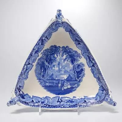 Masons Ironstone Vista Blue Griffin Heads Antique Triangular Bowl 11  • $120