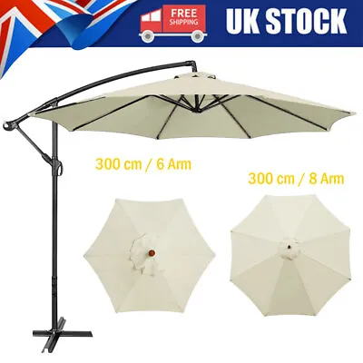 Replacement Fabric Parasol Garden Umbrella Canopy 2m 2.7m 3m Cover 6 Or 8 Arm • £9.99