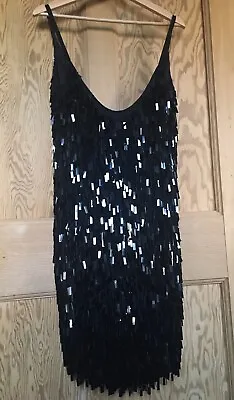 £49.99 • Buy Stunning AFTER SIX RONALD JOYCE Black 100% Silk Heavily Beaded Evening Dress 12