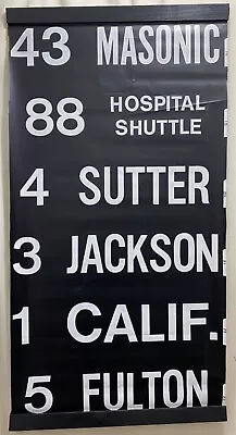 San Francisco 1970’s Vintage SF Muni Railway Bus Destination Roll Sign Section • $129