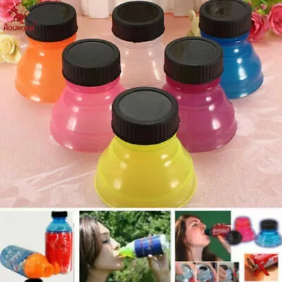 6x Plastic Drinking Bottle Caps Can Convert Soda Savers Toppers Reusable Tops • £4.54