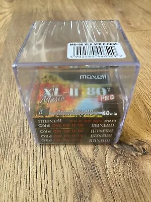 5 X MAXELL XL - II 80 MD PRO MINI DISCS SEALED STORAGE BOX NEW UNUSED MINIDISC • £4.99