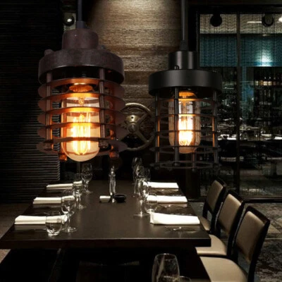 $16 • Buy Rustic Pendant Light Vintage Ceiling Lamp Fixture Industrial Iron Hanging Cage