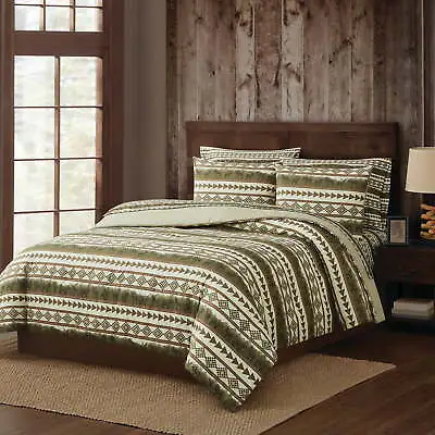 Mossy Oak Moose Bear Stripe King Comforter Set 100% Brushed Ultra-fine Fiber USA • $26.97