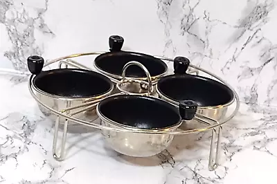 Vintage Stainless Steel  7-1/4  Egg Poacher Insert Set  4 Cups • $15.45