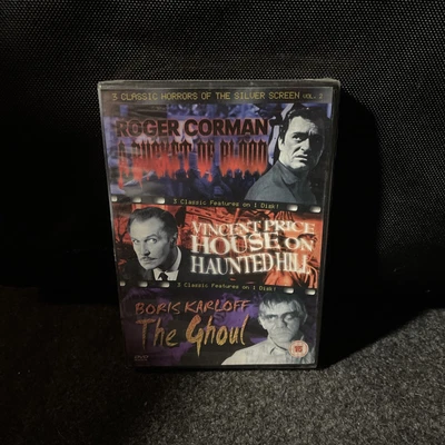 £4.99 • Buy 3 Classic Horror Films House On Haunted Hill, A Bucket Of Blood, The Goul