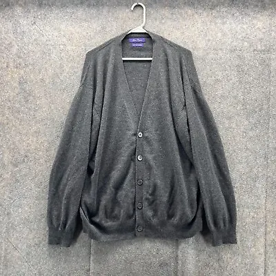 Alan Flusser Sweater Men XXL Gray Pullover 2 Button Cardigan Pure Cashmere • $44.88