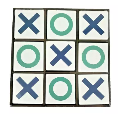 Coastal Nautical Tic Tac Toe Board Game Blue Aqua Home Decor 7  White NEW • £12.53