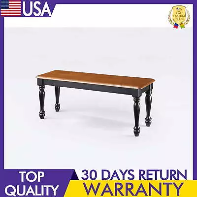 Autumn Lane Farmhouse Solid Wood Dining Bench Black Natural Finish Comfortably • $106.88