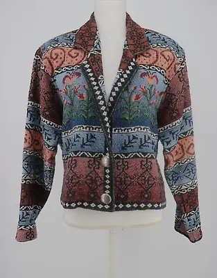 Vintage Painted Pony Tapestry Jacket Women Small Western Floral Paisley Knit USA • $43.99