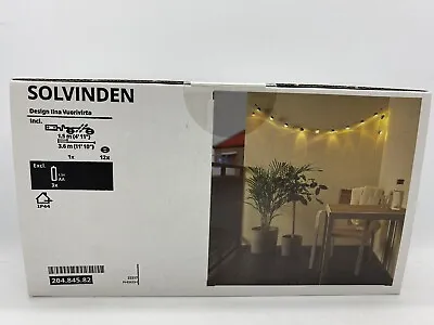 Ikea SOLVINDEN LED String Light With 12 Lights Battery Mini Headlight Blue New • $14.61