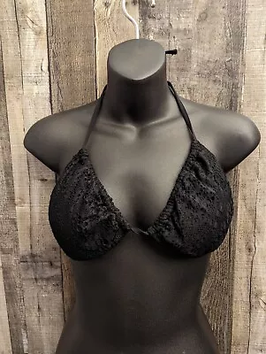 Mossimo Women's Size XL Black Crochet Lined Strappy Back Bikini Top • $4.95