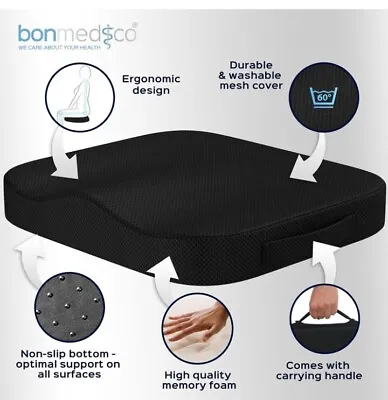  Memory Foam Seat Cushion - Non-Slip Bonmedico Raiser Wedge For Office Chairs • £12.48