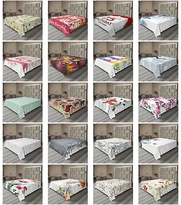 Ambesonne Floral Romance Flat Sheet Top Sheet Decorative Bedding 6 Sizes • $34.99