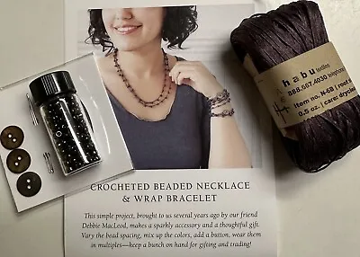 Crocheted Beaded Necklace & Wrap Bracelet Kit - Carbon Purple • $6.95