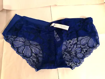 Victorias Secret Panty Small Blue Hiphugger Hipster Lace Floral Panties Sheer • $14
