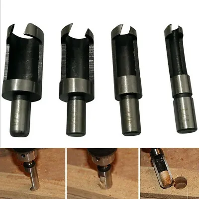 4xWood Drill Plug Hole Cutter Dowel Maker Woodworking Tenon Opening 6/9/13/15mm • £4.44