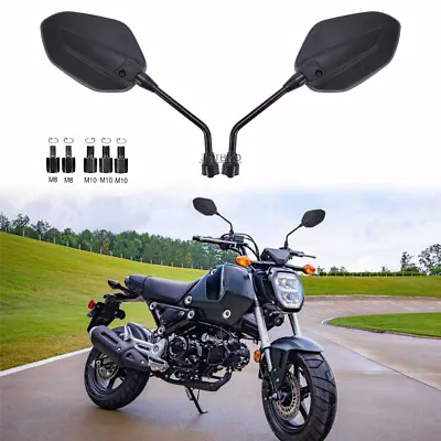 Motorcycle Rear View Mirror 8MM/10MM Black ABS For Honda Grom Navi MSX125 CMX500 • $27.24