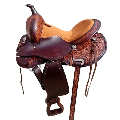 Western Leather Saddle Barrel Horse Saddle Tack Set 10'' To 18.5'' • $331.09