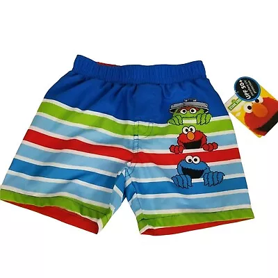 Sesame Street Infant Boys 0/3 Months Swimsuit UPF 50+ Board Shorts Swim Elmo New • $15.99