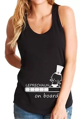 Tank Top Leprechaun On Board Shirt Pregnancy T-Shirt Baby Shower St Paddys Day • £9.63