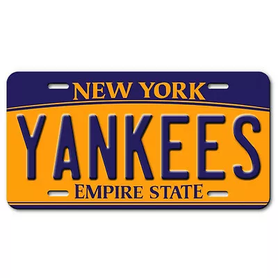 New York Yankees Aluminum Vanity License Plate Tag Baseball Yellow Blue  • $16.65