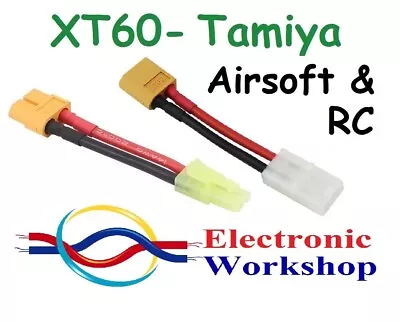 XT60 To Tamiya Small & Large Connector Airsoft Or RC Wired Male-Fem/Fem-Male UK • £5.39