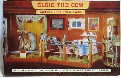 1960s Advertising Postcard Elsie The Cow & Her Brand New Twins Borden Milk • $0.99