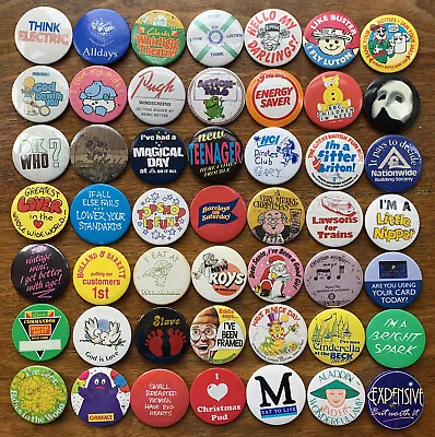 49 X Vintage Large 5.5 Cm Badges / Pins - Mostly 80s / 90s - Lot / Bundle 5 • £17