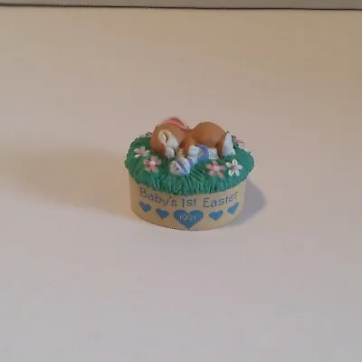 1991 Vintage Hallmark Merry Miniature Baby's 1st Easter Sleeping Bunny Figure • $9.99