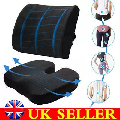 UK Lumbar Back Support With Cushion Set Car Seat Office Chair Pillow Memory Foam • £13.99