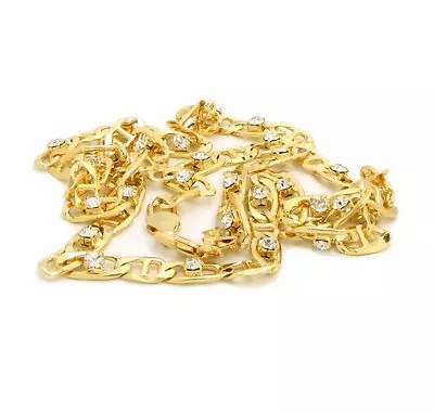 Mens Mariner Anchor Link Stone Chain 14k Gold Finish 6.5mm 24  Inch  • $19.99