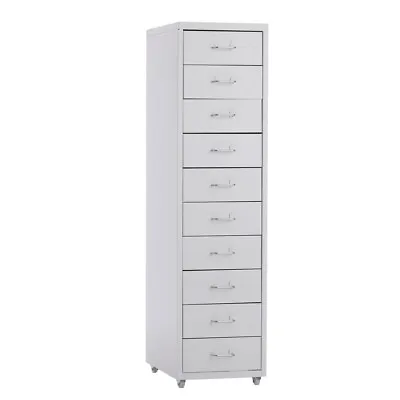 Rolling 10 Drawers Filing Cabinet Garage Chest Metal Office Storage Unit White • £95.95