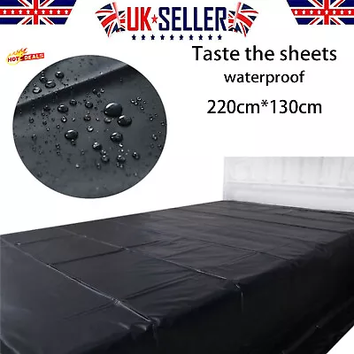 Bed Sheet Full Size Single /Queen /King Waterproof Bedding Black PVC130cmx220cm • £10.57